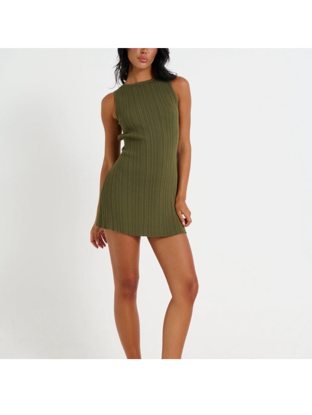 Bronze Snake Peyton ribbed backless mini dress